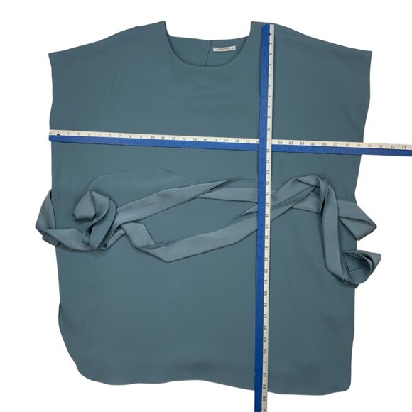 MM LaFleur Selena Top XL Waterfall Blue Sleeveless Tunic Tie Sash Quiet Luxury - Picture 5 of 13